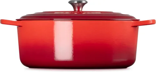 Miniatura 4 de Le Creuset Horno holandés ovalado de hierro fundido esmaltado, 9.5 cuartos de galón, Cereza Cerise