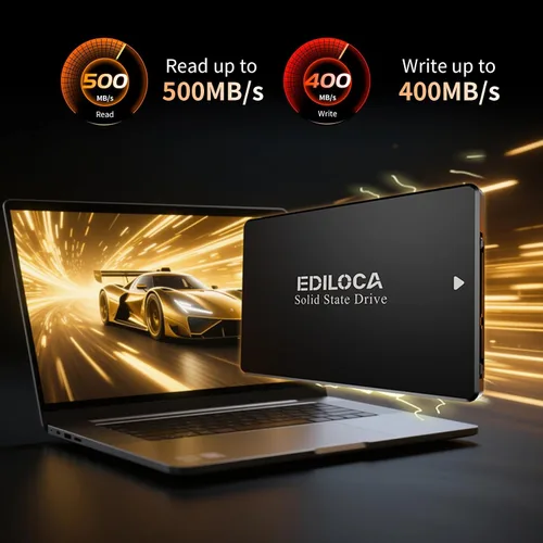 Miniatura 3 de Ediloca 128GB SSD Unidad interna de estado sólido de 2.5" SATA III 6Gb/s, velocidad de lectura de 500MB/s 3D TLC NAND, actualización de SSD SATA