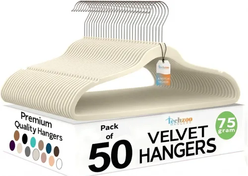 Miniatura 15 de Techzoo Perchas de Terciopelo Premium Paquete de 50 Perchas Ultra Delgadas Antideslizantes de Fieltro para Adultos que Ahorran Espacio para Perchas