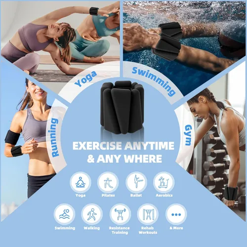 Miniatura 6 de Wrist Weights, Adjustable Ankle Weights for Women Men, Leg and Arm Weights for Home Gym Workout, Running, Yoga, Pilates, Barre, Exercise, Strength