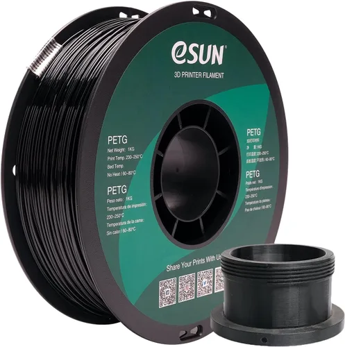 Materiales de impresión 3D de filamento de 1,75mm, de 1kg( 2.2lb) PETG, sólido, de colores opaco y negro Negro sólido