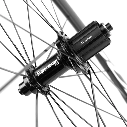 Miniatura 7 de Superteam - Juego de ruedas para bicicleta de ruta fibra de carbono, 700 C, 50mm ancho 23 terminado mate