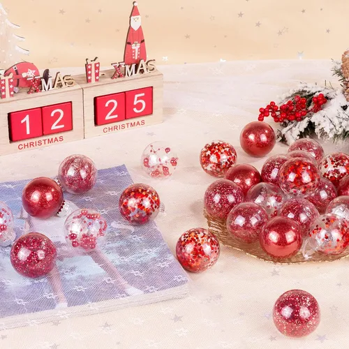 Miniatura 7 de 24 unidades - Adornos de esferas de Navidad de plástico transparente inastillable, delicados, para colgar, adornos de bolas de Navidad