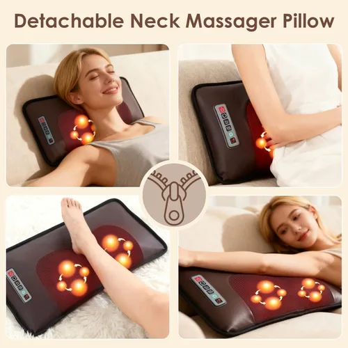 Miniatura 6 de KOCASO Alfombrilla de masaje de cuerpo completo de piel sintética, almohadilla multifuncional para silla de masaje con temporizador de calor