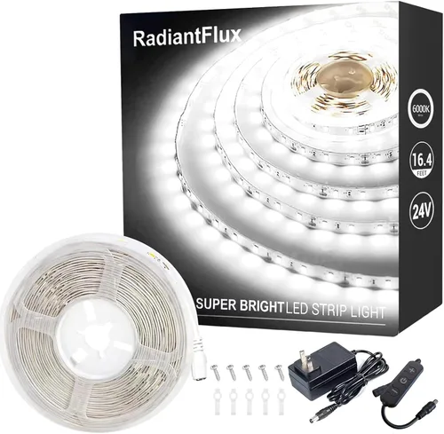 Miniatura 27 de RadiantFlux Tira de Luz Púrpura, Tira de Luz LED Púrpura Flexible de 30 Pies con Kit, 540 Perlas de Lámpara, Luz LED de 24V, No Impermeable
