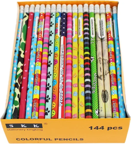 SKKSTATIONERY Lápices de colores surtidos, lápiz de madera con borrador, surtido de lápices, lápices novedosos, premios e incentivos, n.º 2 HB,