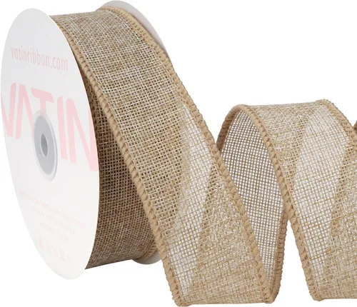 Miniatura 20 de VATIN Cinta de Arpillera con Alambre Azul Bebé de 1-1/2 pulgadas X 10 Yardas, Cinta de Tela para Manualidades para Decoraciones de Fiestas, Lazo