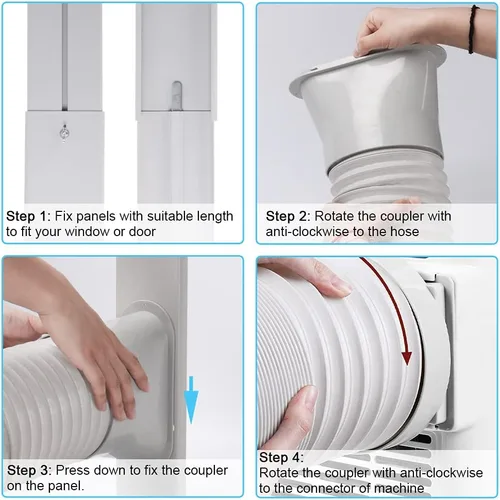 Miniatura 4 de Kit de ventilación de aire acondicionado portátil con manguera de escape de 5.9 pulgadas, kit de ventana de CA portátil ajustable para conductos