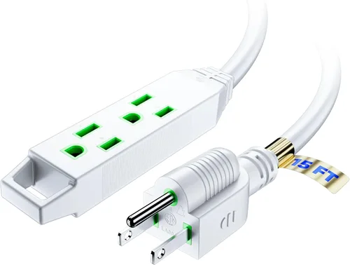 Miniatura 17 de Cable de extensión de 4 pies, paquete de 2 cables de extensión con múltiples tomas, calibre 16 (verde) certificación ETL Azul