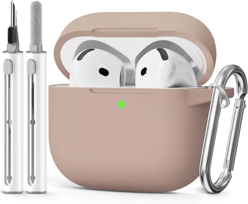 Miniatura 29 de Funda para AirPods 4 2024, viene con kit de limpieza, funda protectora de silicona suave para fundas Apple AirPods de 4ª generación con llavero