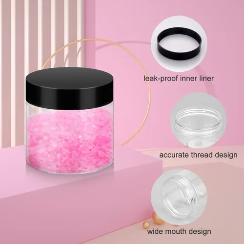 Miniatura 2 de Loretoy Paquete de 36 tarros de plástico de 2 onzas con tapas, sin BPA, reutilizables, rellenables, recipientes de cosméticos transparentes