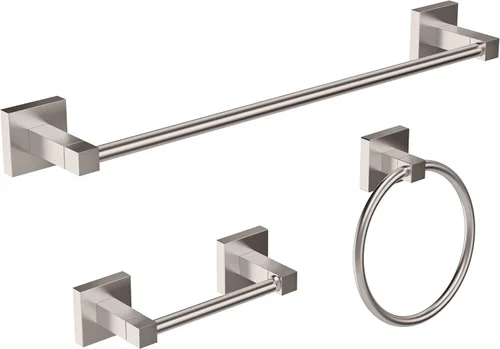 Miniatura 17 de Ruacq Soporte de papel higiénico de níquel cepillado, anillo de toalla, accesorios de baño, juego de accesorios de baño de doble poste giratorio