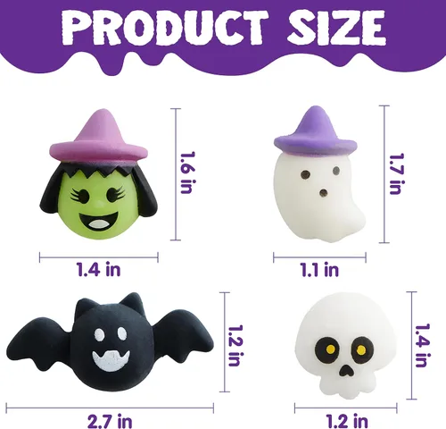 Miniatura 4 de JOYIN 36 piezas de juguetes blandos Mochi de Halloween en bolsas ciegas con 12 personajes de Halloween para aliviar el estrés, bolsa sorpresa