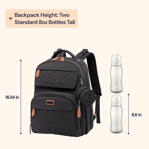 Miniatura 2 de BabbleRoo Mochila para pañales – Bolsa de pañales grande de viaje para bebé con cambiador, bolsas de bebé impermeables para mamá y papá, bolsas Negro