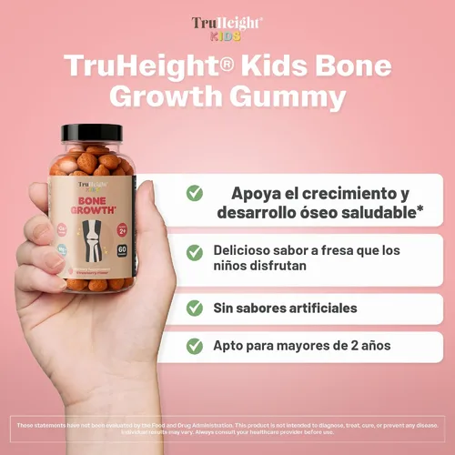 Miniatura 2 de TruHeight Gomitas para el Crecimiento Óseo de Niños (Fresa, Edades 2+) Nutrición Alta para el Crecimiento Natural en Niños y Pequeñitos - Vitamina