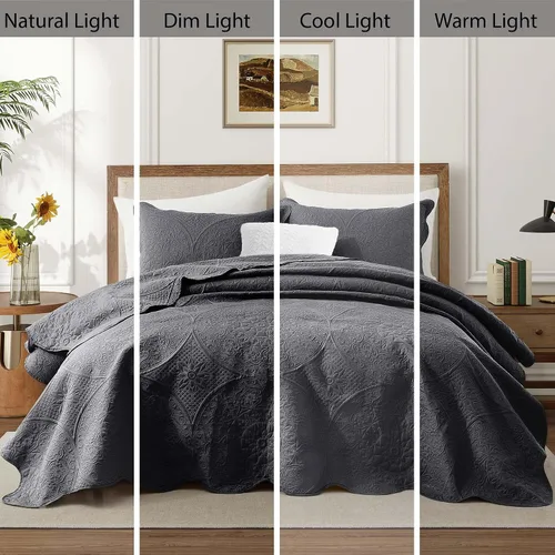 Miniatura 205 de MOONLIGHT20015 Edredón tamaño King (106 x 96 pulgadas) con 2 fundas de almohada (20 x 36 + 2 pulgadas) para todas las estaciones, juego de cama Azul