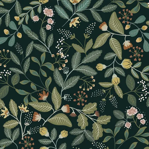 Ismoon Papel tapiz verde para despegar y pegar, diseño bohemio floral y hojas en papel adhesivo grueso, papel adhesivo botánico oscuro, extraíble,