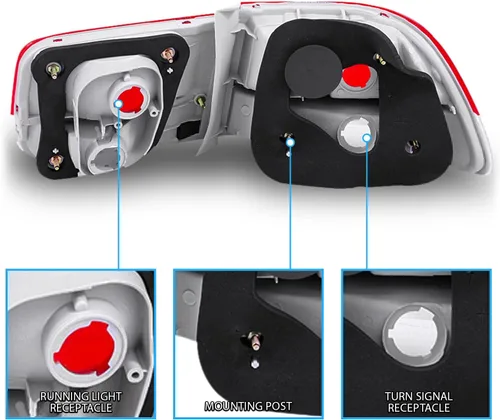 Miniatura 5 de AmeriLite Juego de 4 luces traseras de freno de repuesto para Honda Civic Coupe OE 1996-2000, lado del pasajero y del conductor Transparente Rojo