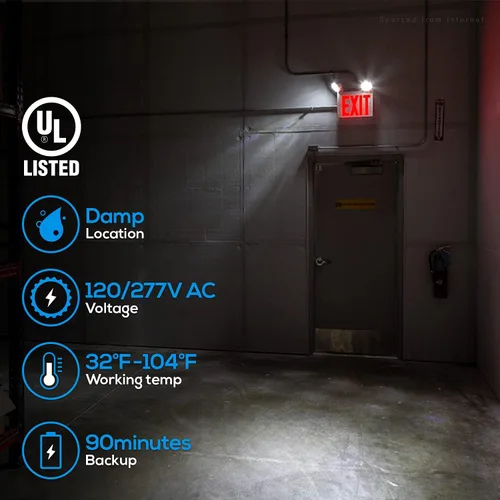 Miniatura 4 de TORCHSTAR Señal de salida LED con luces de emergencia, luz de salida de emergencia con batería de respaldo, dos cabezales LED ajustables, doble