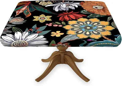 Miniatura 25 de Mantel cuadrado ajustable con bandera americana, 4 de julio, Día de la Independencia, manteles de madera con borde elástico, resistente a