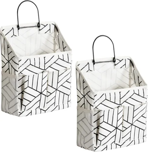 Miniatura 11 de 2 bolsas grandes para colgar en la pared, organizador de bolsillos de tela de lino para puerta, armario, impermeable, multifuncional, para sala de 2