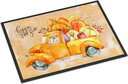 Caroline's Treasures CK2651JMAT - Tapete de cosecha de otoño, color amarillo, 24 x 36 pulgadas, tapete para puerta delantera, para interiores y