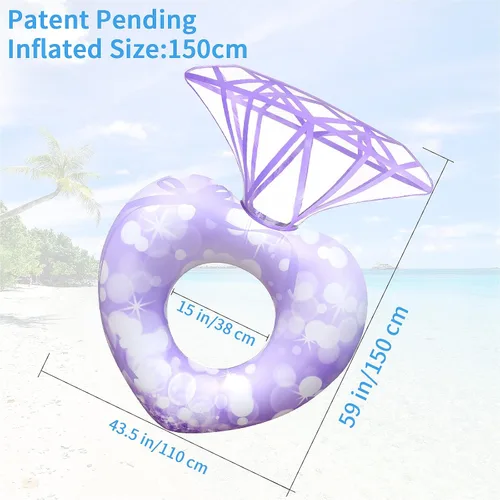 Miniatura 2 de Anillo de natación de diamantes flotante, piscina, juguetes de playa para adultos, anillo de natación inflable, cama flotante, fiesta divertida