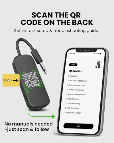 Miniatura 7 de Avantree Relé - Adaptador Bluetooth de avión premium con chipset Qualcomm avanzado, 2 auriculares compatibles, 25 horas de tiempo de reproducción