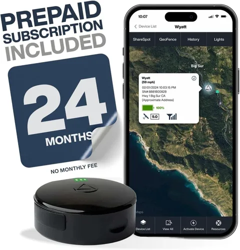 LandAirSea 54 rastreadores GPS + 24 meses sin tarifa mensual. Batería larga, magnética y resistente al agua. Rastreador GPS global para vehículos.