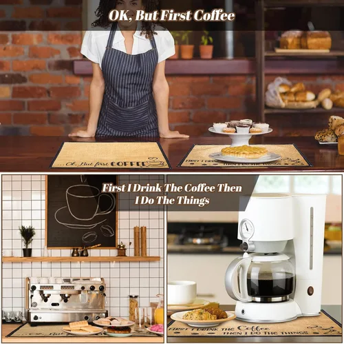 Miniatura 6 de Tegeme 2 tapetes de café de 18 x 12 pulgadas mate para encimera, manteles individuales rústicos de arpillera, decoración para máquina de espresso