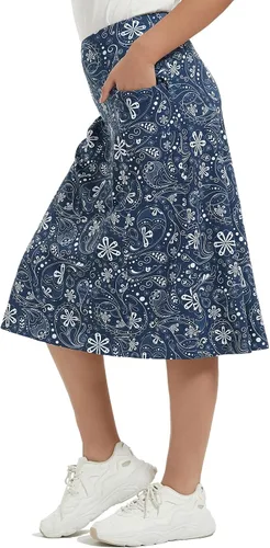 Miniatura 27 de NOOYME Falda pantalón de 28 pulgadas para mujer con 3 bolsillos, modesta, longitud hasta la rodilla, atlética, midi