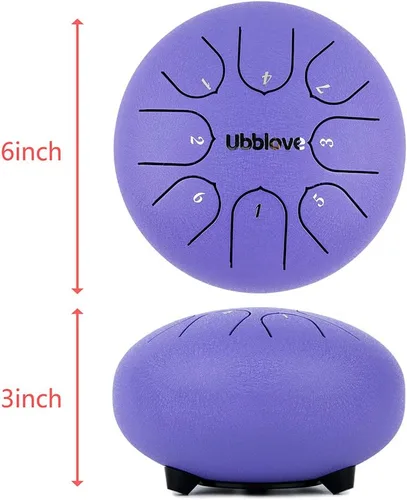 Miniatura 4 de Ubblove Tambor de lengua de acero para niños: 8 notas 6 pulgadas clave de C Metal acero tambores instrumento con bolsa para meditación, yoga, Púrpura
