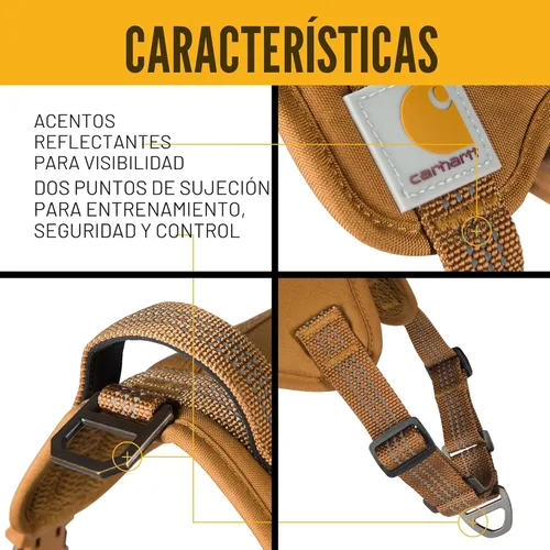 Miniatura 3 de Carhartt Arnés para Perro de Lona de Nylon Sin Tirones, Arnés para Perro Totalmente Ajustable con Mango de Control Rápido y Acentos Reflectantes