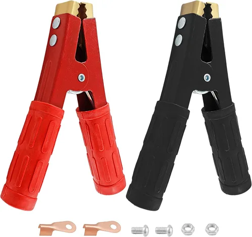 Miniatura 8 de 10 Piezas Pinzas de Cocodrilo Aisladas de 50A, Abrazaderas Eléctricas de Cocodrilo para Trabajo Pesado, Cable de Repuesto de Batería, Clips