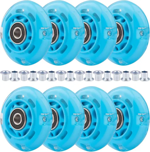 Miniatura 9 de 8 piezas de ruedas de patinaje en línea con luz LED, ruedas iluminadas 64/70/72/76/80mm con buje 85-88A para niños y jóvenes principiantes, patinaje