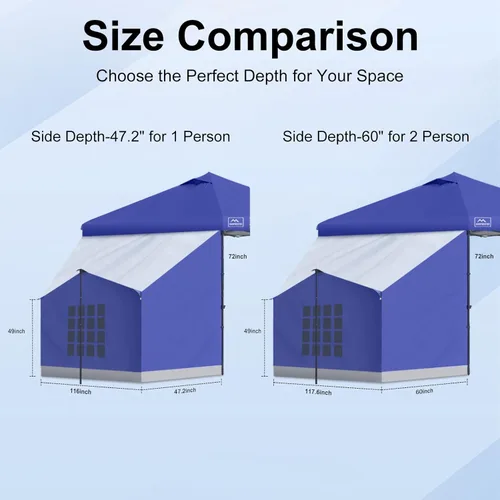Miniatura 5 de KAMPKEEPER Side Tent,1/2 Person Camping Tent for 10' x 10' Pop Up Canopy, Easy Set Up Gazebo,Compatible with 10' Wide Canopy Tent 2-Azul marino
