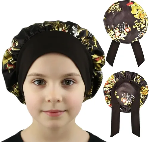 Miniatura 8 de Gorros de satén para niñas para niñas, gorro de satén para dormir, gorro de noche de seda