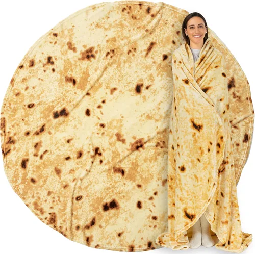 Miniatura 13 de PAVILIA Manta de tortilla de burrito, manta de doble cara de harina de tacos para niños, niñas, adolescentes, manta de comida realista, divertido