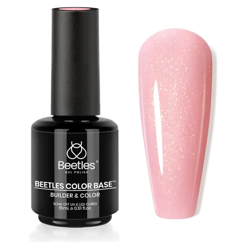Miniatura 12 de Beetles - Esmalte de uñas en gel base rosa, 1 unidad, 0.5 onzas líquidas: color rosa desnudo 5 en 1, esmalte pastel constructor, punta francesa