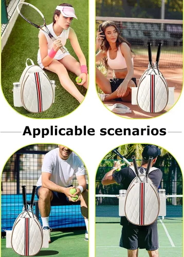 Miniatura 7 de Bolsas de tenis con capacidad para 2 raquetas para mujeres y hombres, mochila de tenis cruzada y bolsa de hombro para raqueta, bolsillo aislado