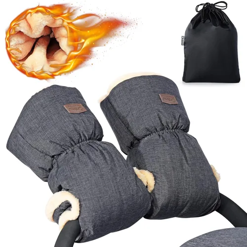 Miniatura 8 de Orzbow Guantes de Cochecito de Piel de Oveja Sintética, Manoplas Universales de Invierno Anti-Congelamiento para Cochecito, Manguito de Mano