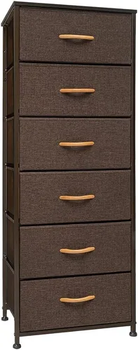 Crestlive Products Torre de Almacenamiento Vertical para Cómoda - Marco de Acero Resistente, Superficie de Madera, Contenedores de Tela de Fácil