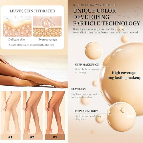 Miniatura 5 de 2 piezas de maquillaje de piernas impermeable, sin transferencia, para venas de piernas y cobertura corporal, maquillaje para cubrir tatuajes/piel