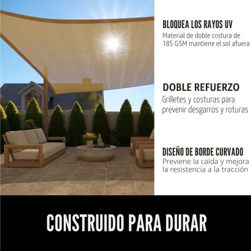 Miniatura 2 de GORILLA GRIP Toldo rectangular resistente con protección UV, resistente a la decoloración, desgarros y al óxido, bordes curvos que bloquean la luz