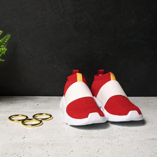 Miniatura 2 de Sonix - Tenis de punto elástico rojo y blanco para niños, ligeros, transpirables, suela de EVA, sin cordones, para niños pequeños y niños