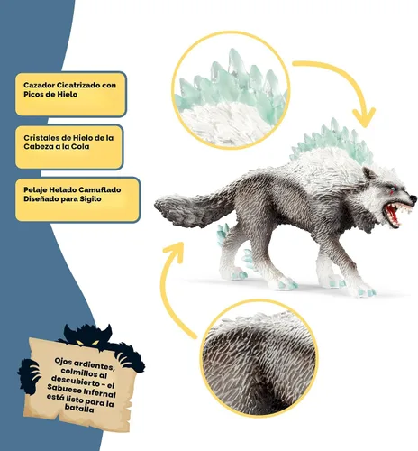 Miniatura 10 de Schleich Eldrador Creatures - Juego de 5 criaturas de fantasía - Lobo de hielo, sabueso de lava, bestia de roca y espada - Figuras de monstruos