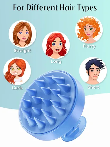 Miniatura 57 de HEETA Masajeador de cuero cabelludo para el crecimiento del cabello, cepillo de champú exfoliante de cuero cabelludo de silicona suave para Rojo