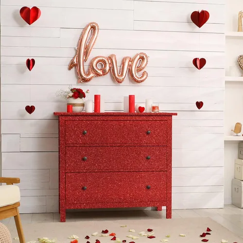Miniatura 3 de VEELIKE Papel tapiz con purpurina roja de 15.7''x118'' autoadhesivo con brillo que se despega y pega, papel tapiz removible con purpurina brillante