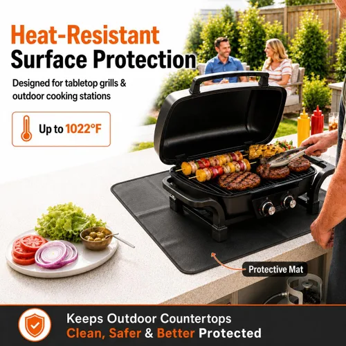 Miniatura 3 de FLASLD Tapete para debajo de la parrilla Blackstone a prueba de fuego y resistente al agua, protege tu mesa de preparación y mesa de parrilla al