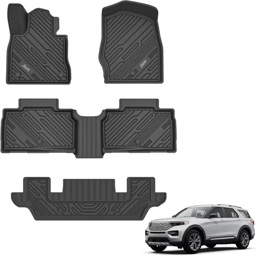 Miniatura 17 de 3W Tapetes para piso y alfombra delantera para Ford F150 / F-150 Lightning SuperCrew Cab 2015-2025, forro para piso TPE todo clima resistente